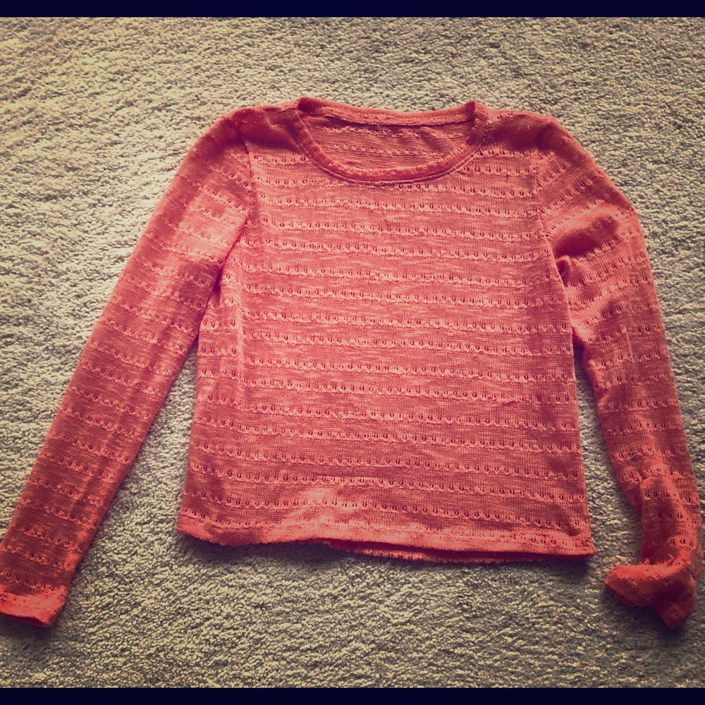 Forever 21 Coral Long Sleeve knit Sweater Top